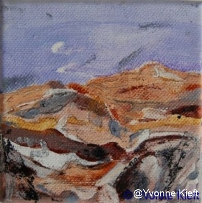 Landschappelijk IV, acryl op doek 10x10 cm. Yvonne Kieft 2009