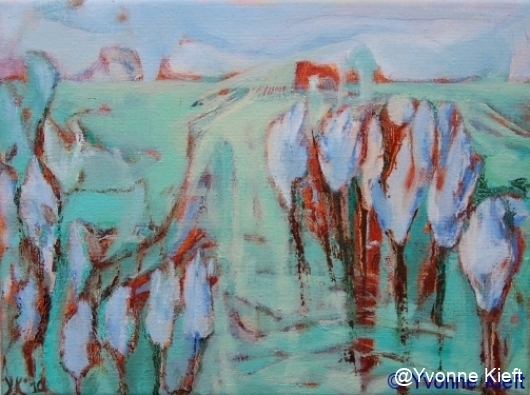 Landschap I, olieverf op doek 18x24 cm. Yvonne Kieft 2010