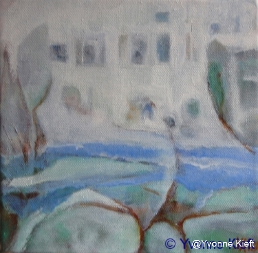 Landschap IV, olieverf op doek 20x20x3
