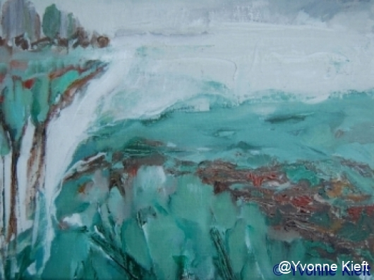 Witte Wieven I Friesland, olieverf op doek 18x24 cm. yvonne Kieft 2010