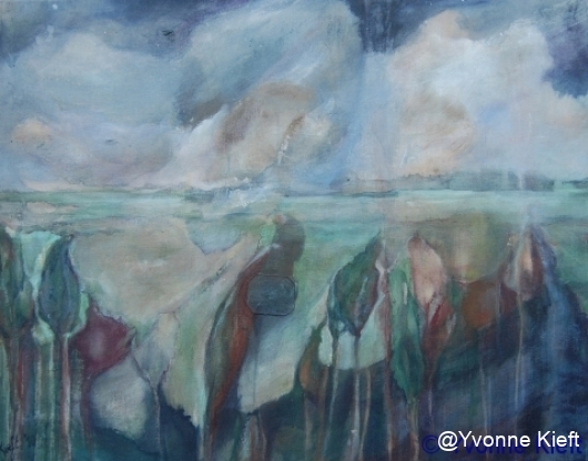 Nes III; Het Groene Hart, acryl op zeildoek 70x55_Y. Kieft 2010