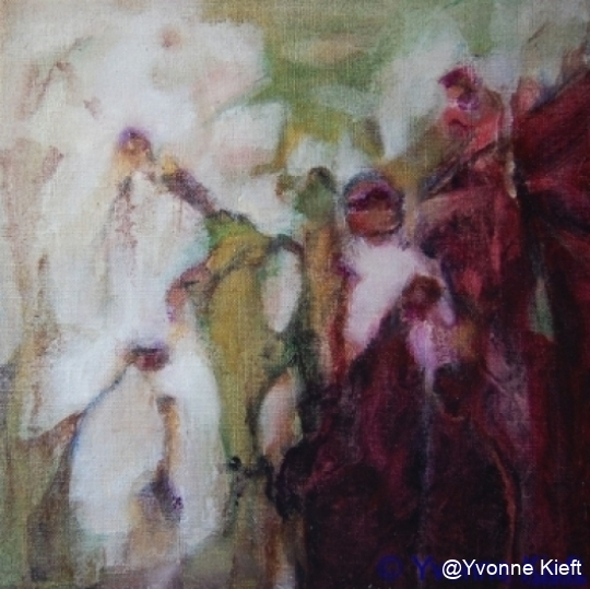 ●Florale I, olieverf op doek 30x30 Yvonne Kieft 2011