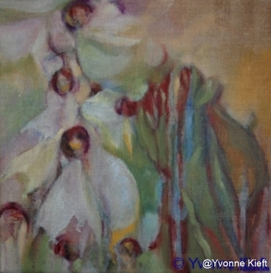 ●Florale II, olieverf op doek 30x30 Yvonne Kieft 2011