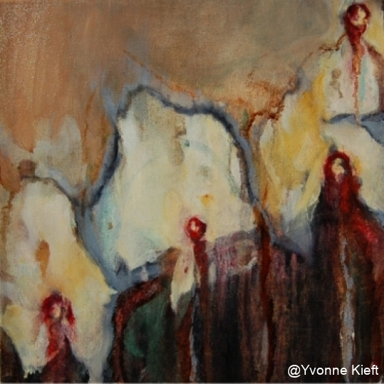 ●Florale IX_A, (2-luik) olieverf op doek 40x40cm. Yvonne Kieft 2011