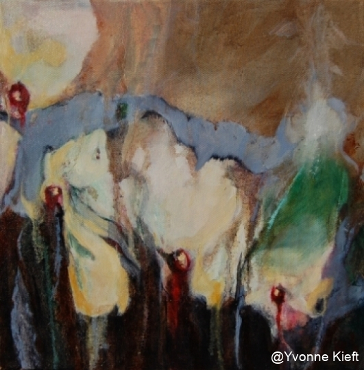 ●Florale IX_B, (2-luik) olieverf op doek 40x40cm. Yvonne Kieft 2011