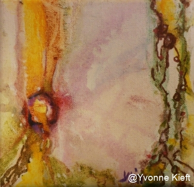 Florale XI b olieverf op doekje 10x10 Y.Kieft 2011