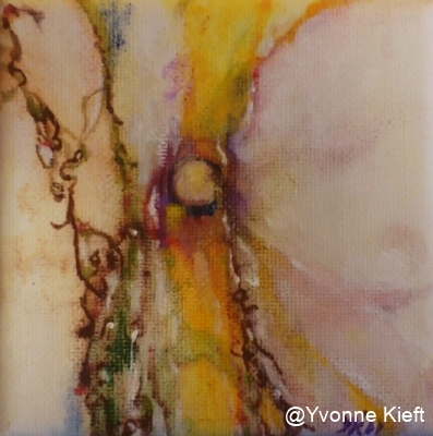 Florale XI d olieverf op doekje 10x10 Y.Kieft 2011