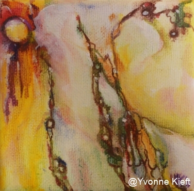 ●Florale XI f olieverf op doekje 10x10 Y.Kieft 2011