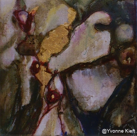 Florale XII-1, olieverf gem. techn. doek 20x20 2012 Yvonne Kieft