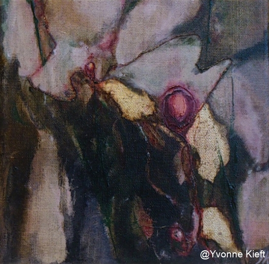 Florale XII-2, olieverf gem. techn. doek 20x20 2012 Yvonne Kieft