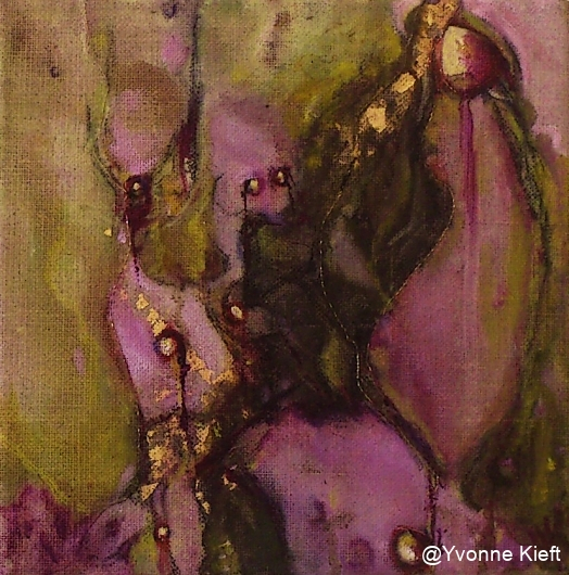 Florale XIII-2, olieverf gem. techn. doek 20x20 2012 Yvonne Kieft