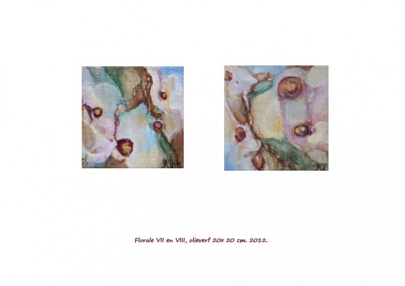 Florale-VII-VIII-olieverf-20x20-cm.-2011 Yvonne Kieft