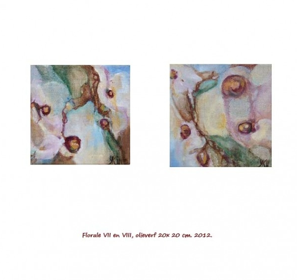 Florale-VII-VIII-olieverf-20x20-cm.-2011 Yvonne Kieft
