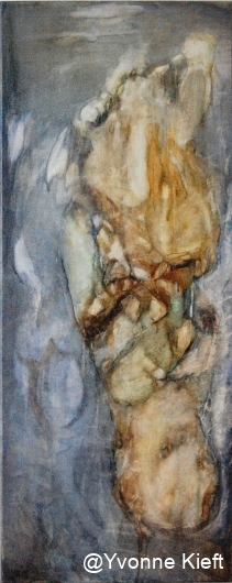 Sporen II, olieverf op doek, 0.40x1.00m. Yvonne Kieft 2015