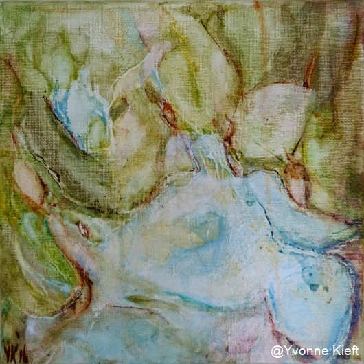 Traces II, olieverf op doek 24x24cm. 2016 Yvonne Kieft