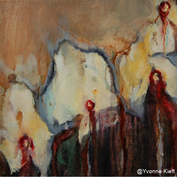 ●Florale IX_A, (2-luik) olieverf op doek 40x40cm. Yvonne Kieft 2011