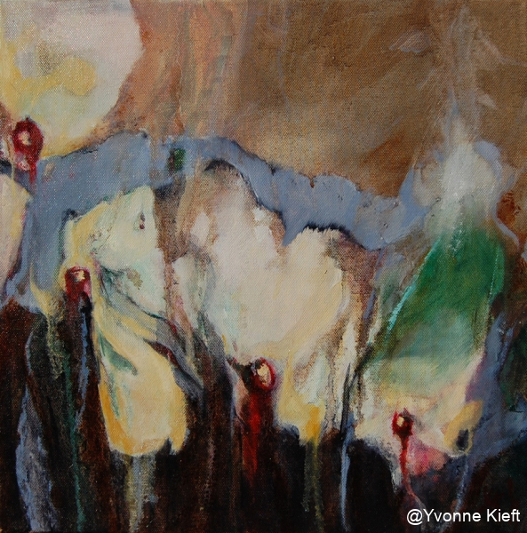 ●Florale IX_B, (2-luik) olieverf op doek 40x40cm. Yvonne Kieft 2011