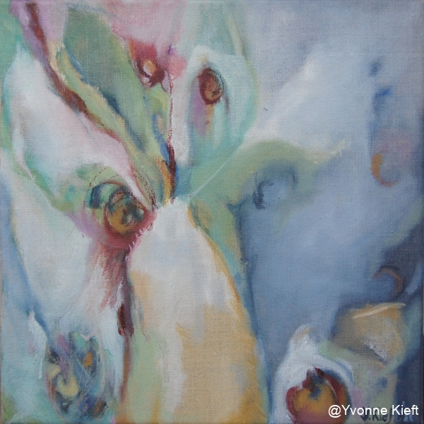 Florale V, olieverf op doek 30x30 Yvonne Kieft 2011