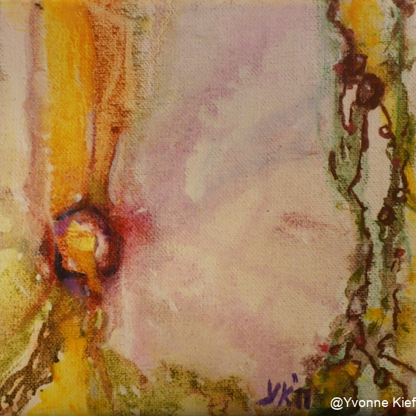 Florale XI b olieverf op doekje 10x10 Y.Kieft 2011