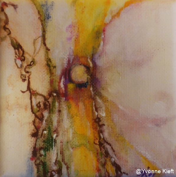 Florale XI d olieverf op doekje 10x10 Y.Kieft 2011