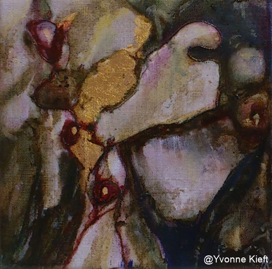 Florale XII-1, olieverf gem. techn. doek 20x20 2012 Yvonne Kieft