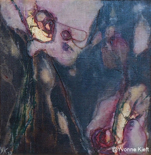 Florale XII-3, olieverf gem. techn. doek 20x20 2012 Yvonne Kieft