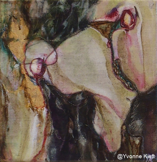 Florale XII-4, olieverf gem. techn. doek 20x20 2012 Yvonne Kieft