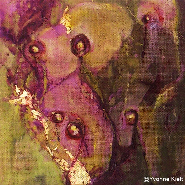 Florale XIII-1, olieverf gem. techn. doek 20x20 2012 Yvonne Kieft