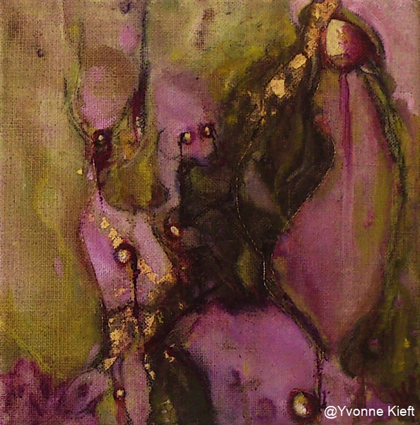 Florale XIII-2, olieverf gem. techn. doek 20x20 2012 Yvonne Kieft