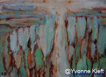 Landschap II, olieverf op doek 18x24 cm. Yvonne Kieft 2010
