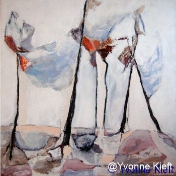 ●Bomen in Bonassola, acryl doek 50x50 cm. ●Yvonne Kieft 2009