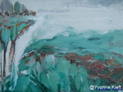 Witte Wieven I Friesland, olieverf op doek 18x24 cm. yvonne Kieft 2010