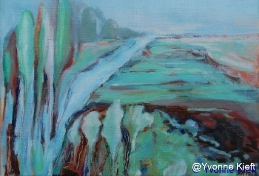 Witte Wieven II Friesland, olieverf op doek 18x24 cm. yvonne Kieft 2010
