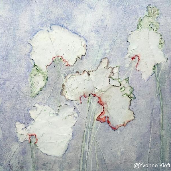 Flowers of Mourning, Oil on canvas mixed media 30x30cm 2023 Yvonne Kieft