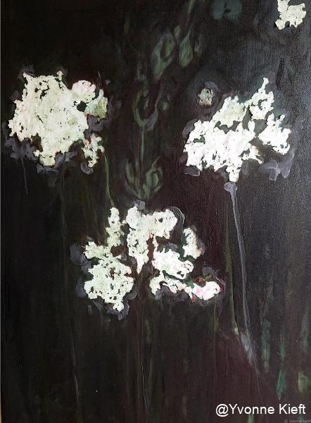 'Traces from my garden',  60x80cm. oil on canvas mixed media 2022